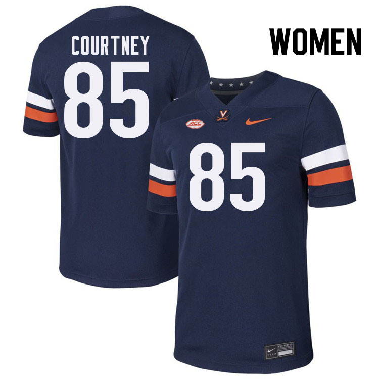 Women Virginia Cavaliers #85 Kameron Courtney College Football Jerseys Stitched-Navy